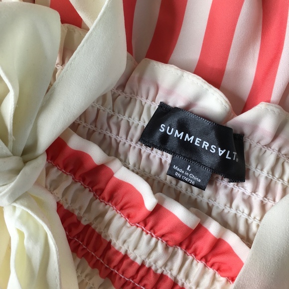 SUMMERSALT The Smocked Maxi Dress Nautical Stripe Nantucket Red ~ Large - Picture 9 of 12